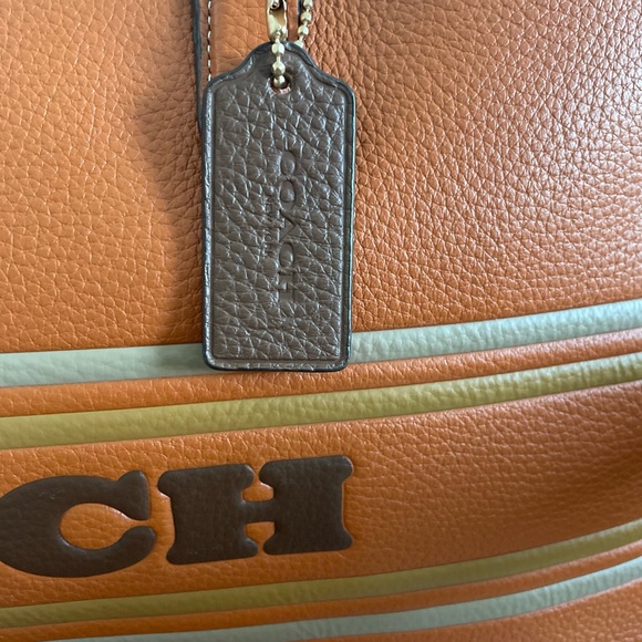 NWT Coach Brown Logan Carryall Tote W/Stripes CH249 - Picture 6 of 8